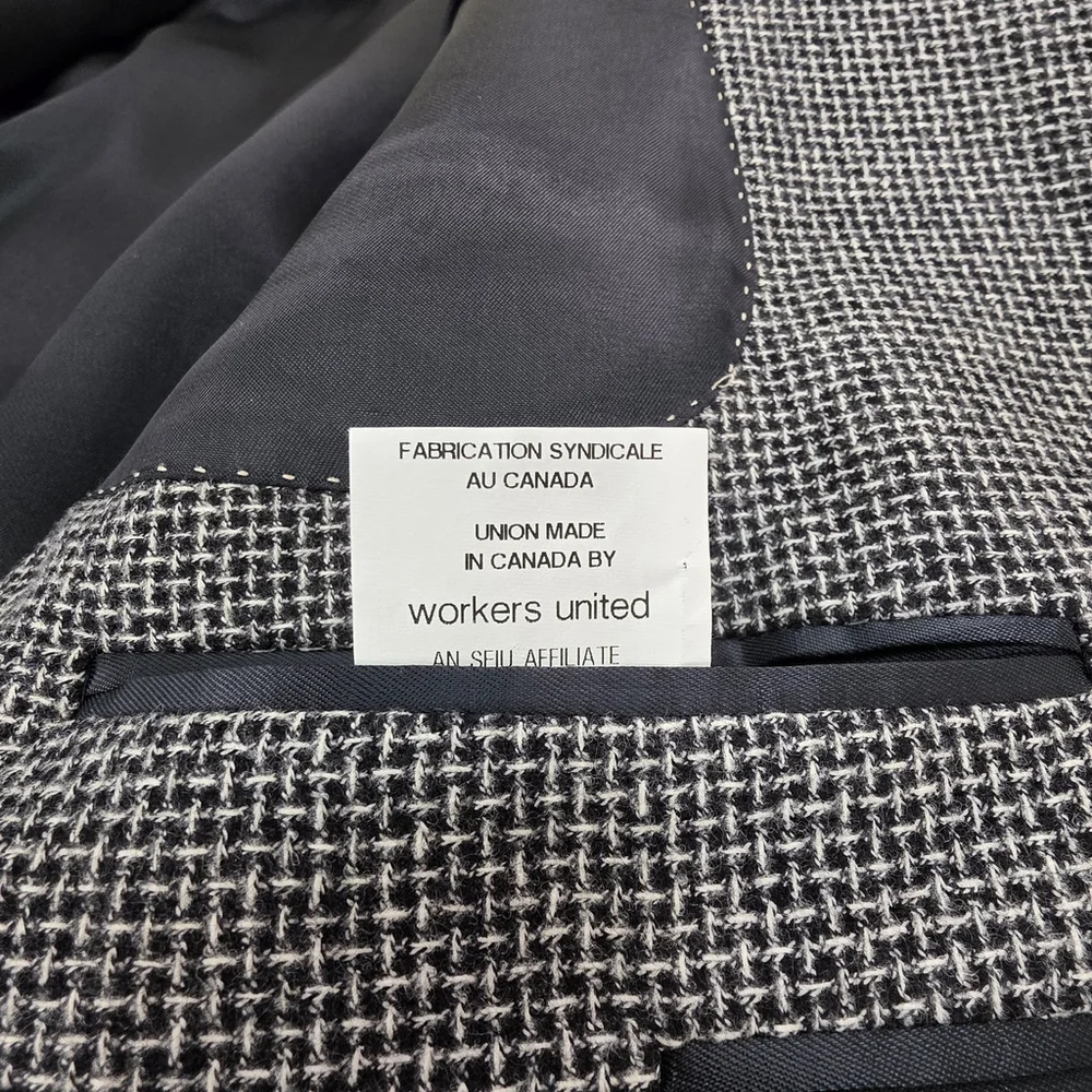 Jack Victor Wool Blazer Mens 50R Black White Canada Tailored Quiet Luxury